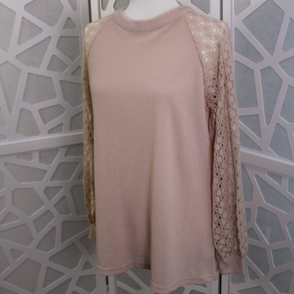 MIHOLL Women’s Long Sleeve Lace Casual Loose Blouses T Shirts Medium - Picture 2 of 13